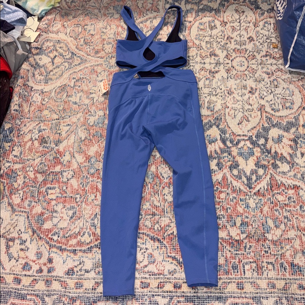 Free People Movement Back It Up Onesie in Pool Blue SZ XS NWT - Picture 3 of 4